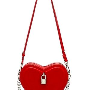 Foxer red leather heart purse